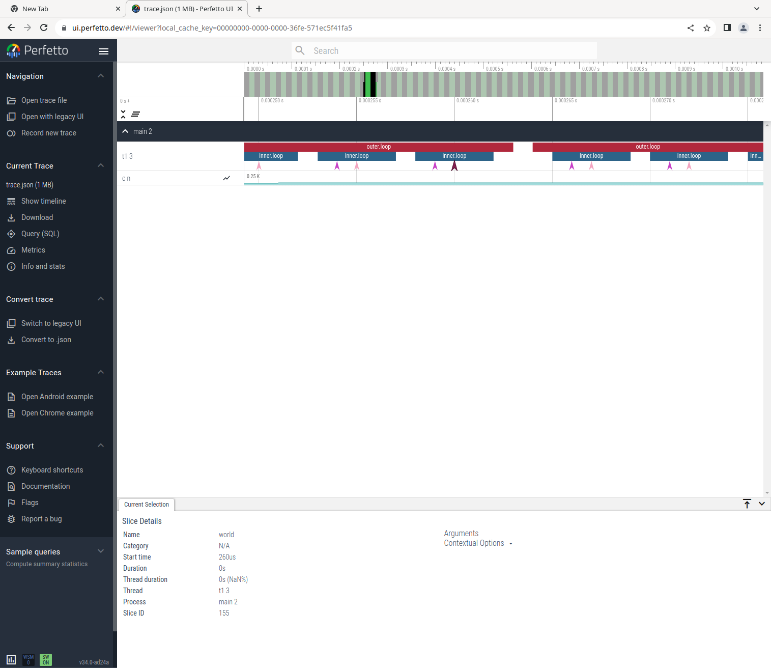 screenshot of perfetto UI